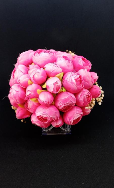 Pembe Tonlarda Şakayık Gelin Buketi